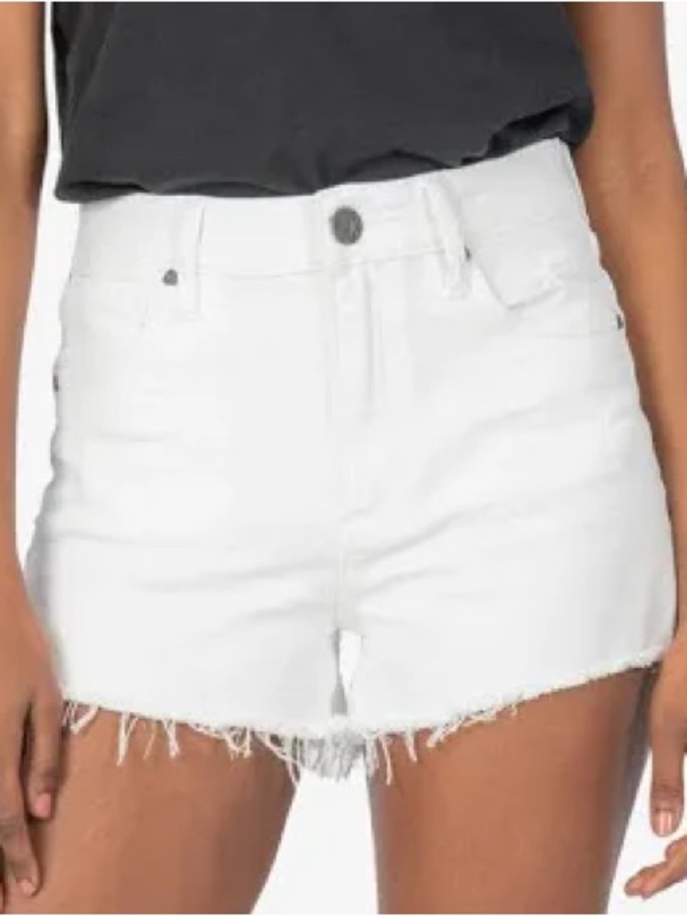Kut from the Kloth White Frayed Hem Denim Cutoff Shorts